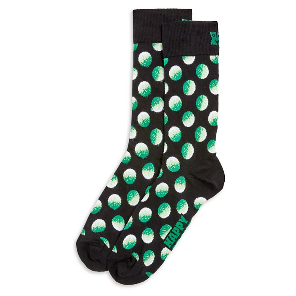 Happy Socks Men Big Dot Crew Socks Black Fits Shoe Size 8-13